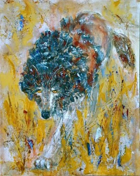  pinturas Obras - pinturas gruesas de lobo con textura